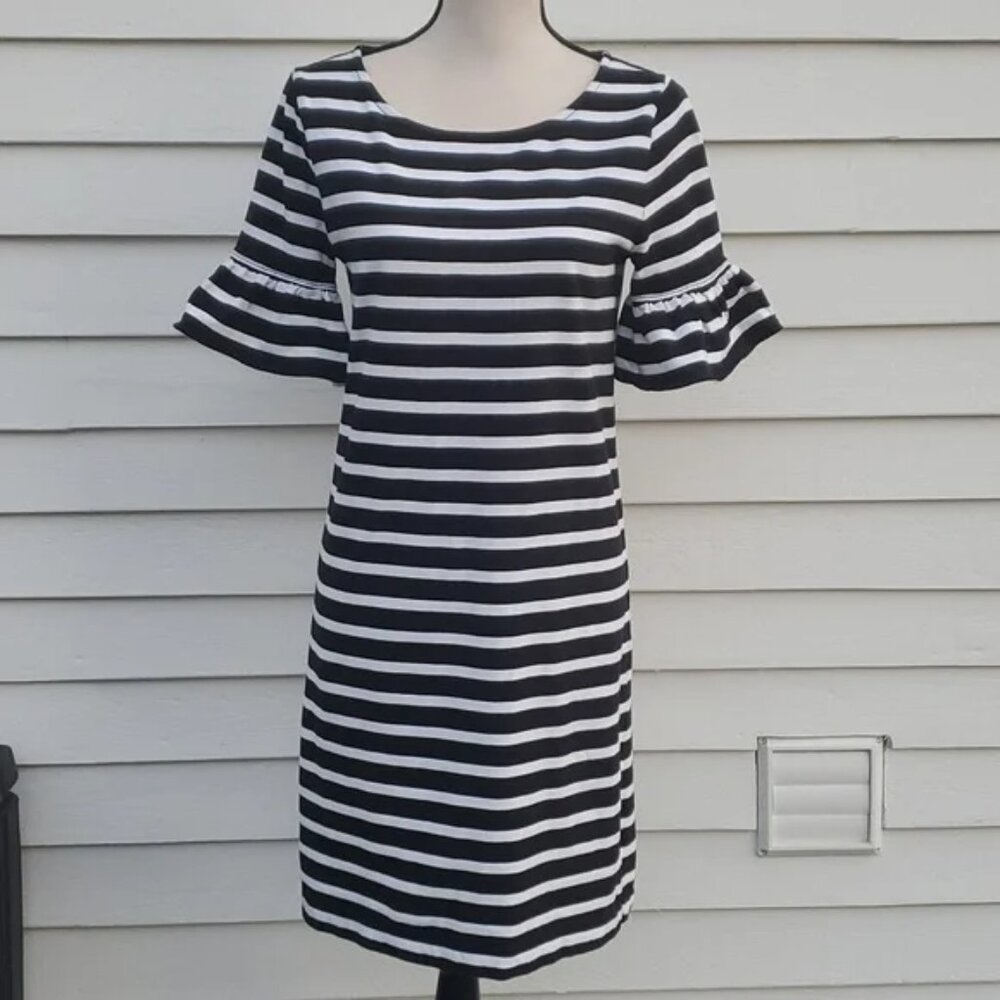 J. Crew Bell Sleeve Striped Shift Dress